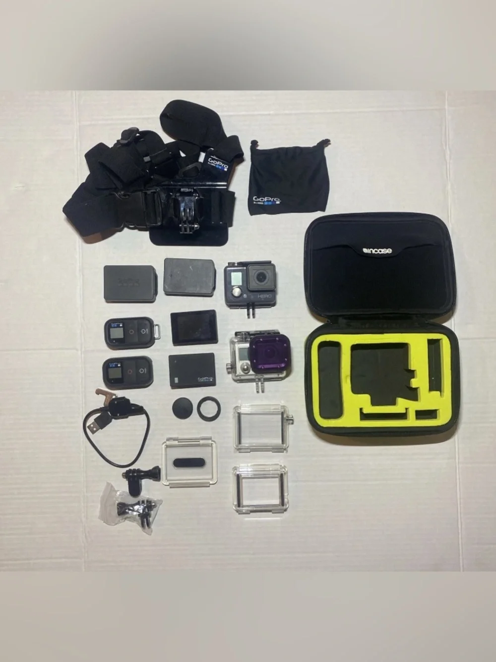GoPro Accessories Bundle with Black Camera and Yellow Case Insert